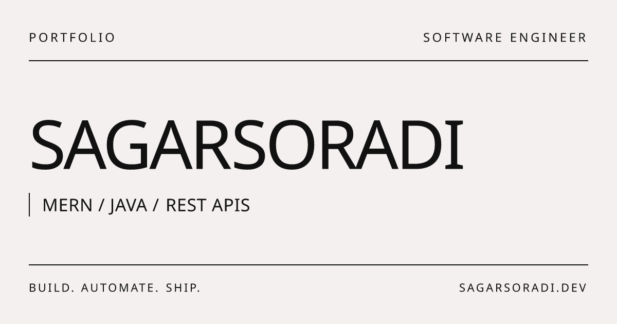 Sagar Soradi | Junior Software Engineer